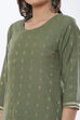 Olive Green Art Silk Straight Suit Set image number 1